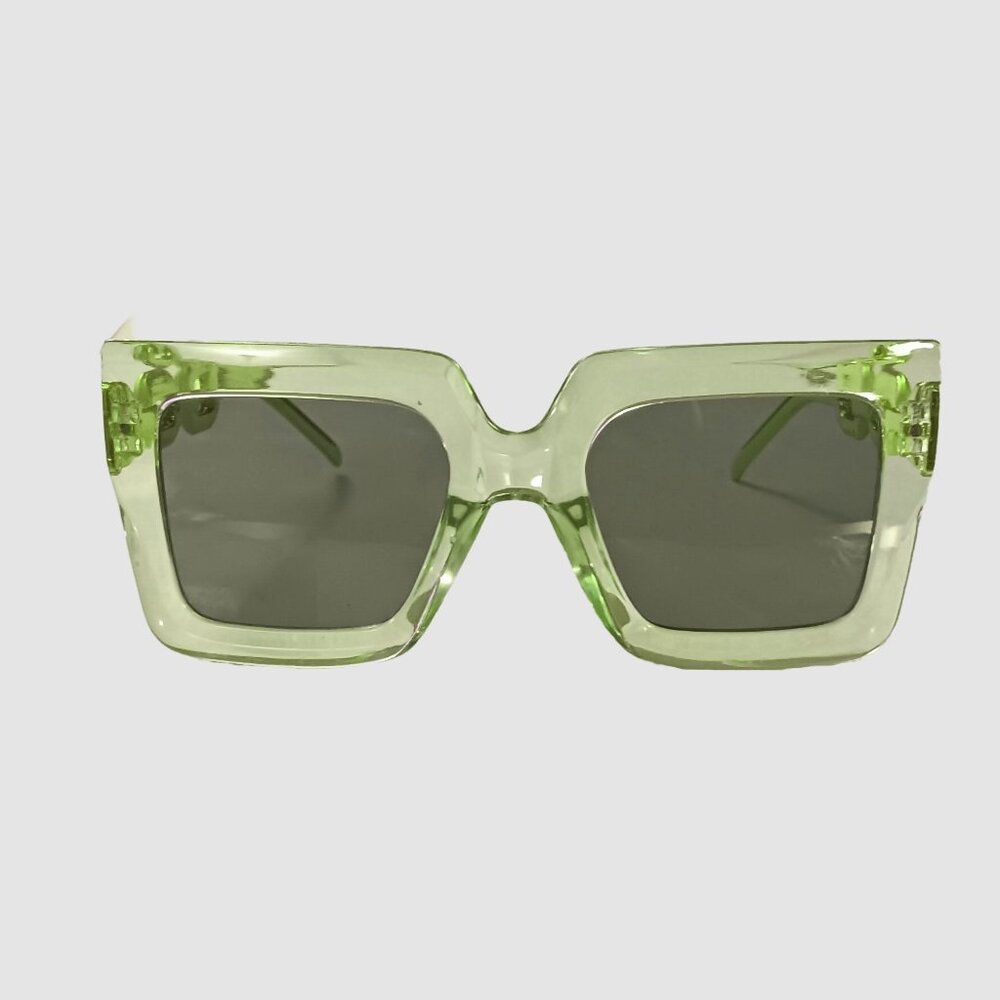 Gold Accent Sunglasses with Translucent Pale Green Frame
